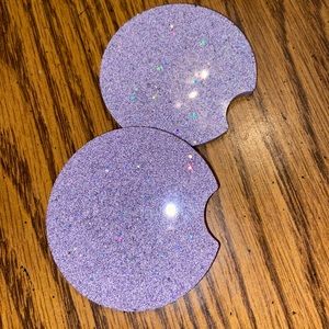 Purple glittery car coasters
